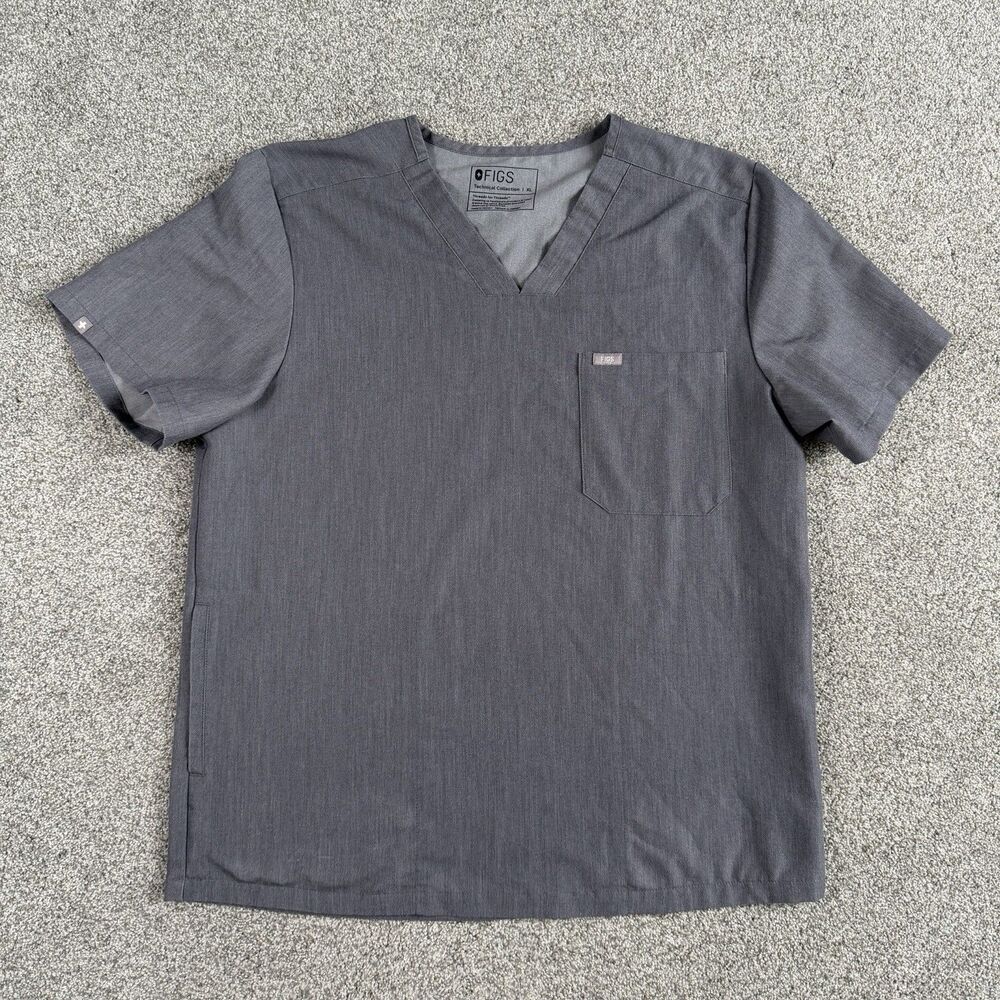 Figs Chisec Three Pocket V Neck Scrub Top Men's Gray TM3000 Size XL